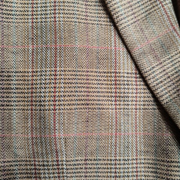 Banana Republic Men's Linen Blend Blazer - Brown Plaid - Size 38R - Picture 3 of 4